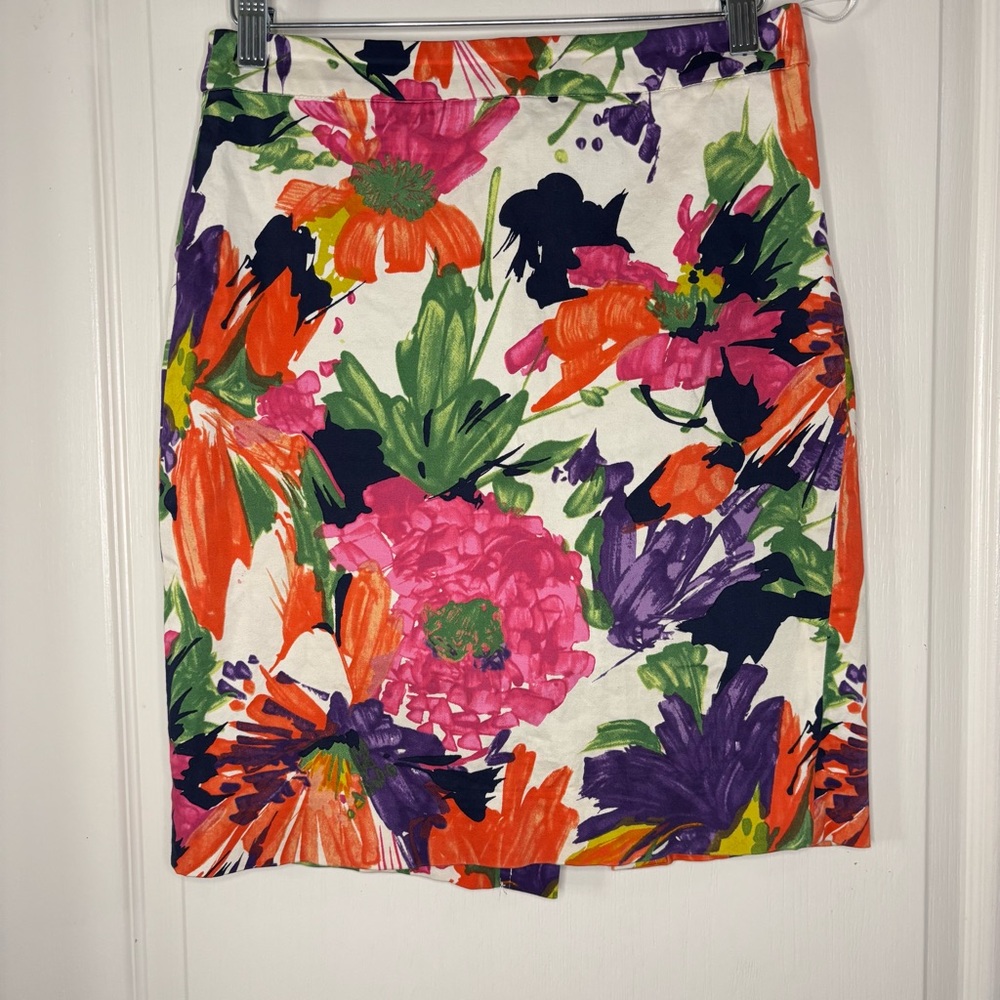 J. Crew Multicolor Floral Pencil Skirt